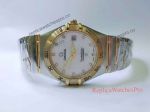 Omega Constellation Price List - Quartz Omega Replica 2-Tone White Diamond Watch